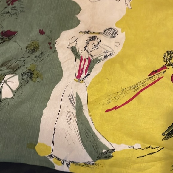 Vintage silk scarf, Victorian style women imprinted - Picture 5 of 15